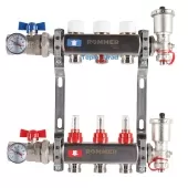 Коллектор из нержавеющей стали Rommer в сборе с расходомерами 3 выхода Коллектор из нержавеющей стали Rommer в сборе с расходомерами 3 выхода