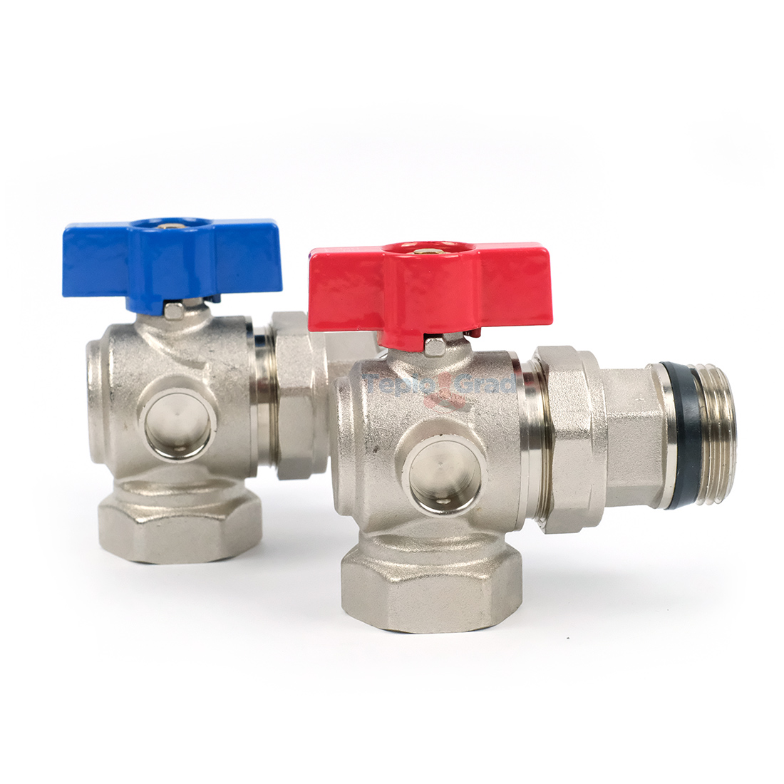 Комплект шаровых угловых кранов TIM с полусгоном 1