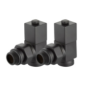 Набор дизайн-вентилей Royal Thermo CUBE 1/2 угловой (черный)