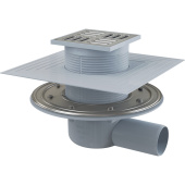 Душевой трап AlcaPlast APV1324 105x105 DN50/75 регулируемый, горизонтальный выпуск