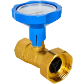 Клапан запорный латунный Rommer ВР 1 для подключения насоса, синяя ручка