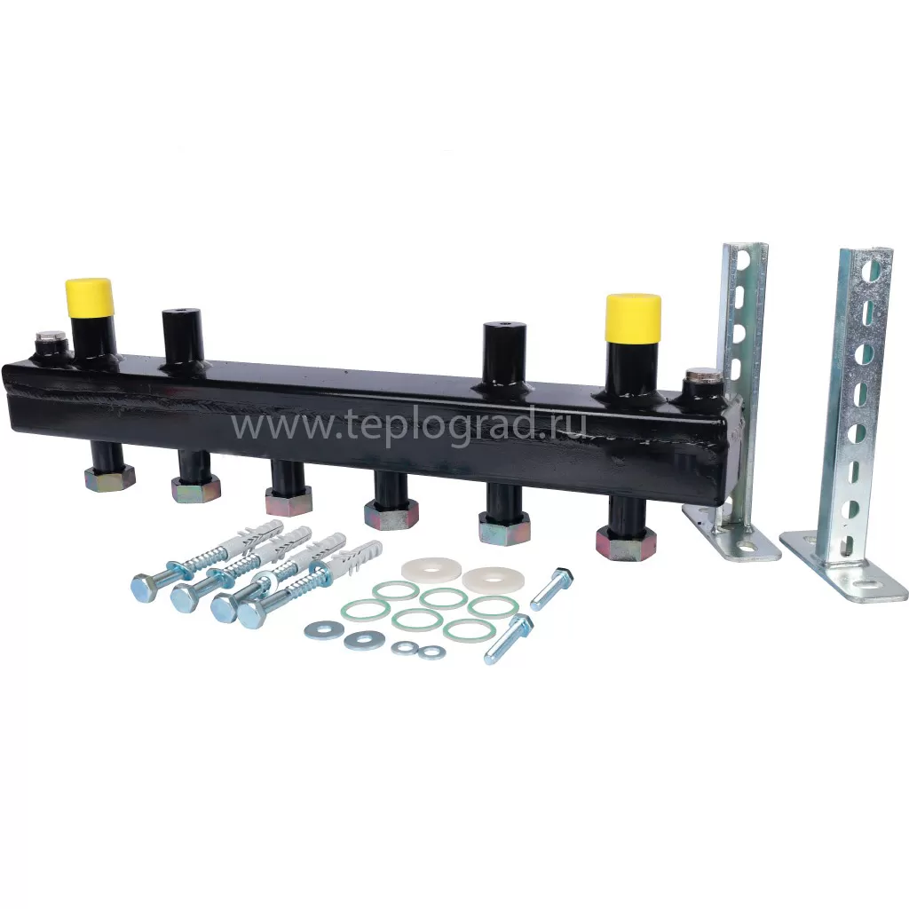 Стальной распределительный коллектор Stout на 3 отопительных контура с гидравлическим разделителем DN20