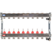 Коллектор Rommer на 9 выходов с расходомерами, с клапаном вып. воздуха и сливом