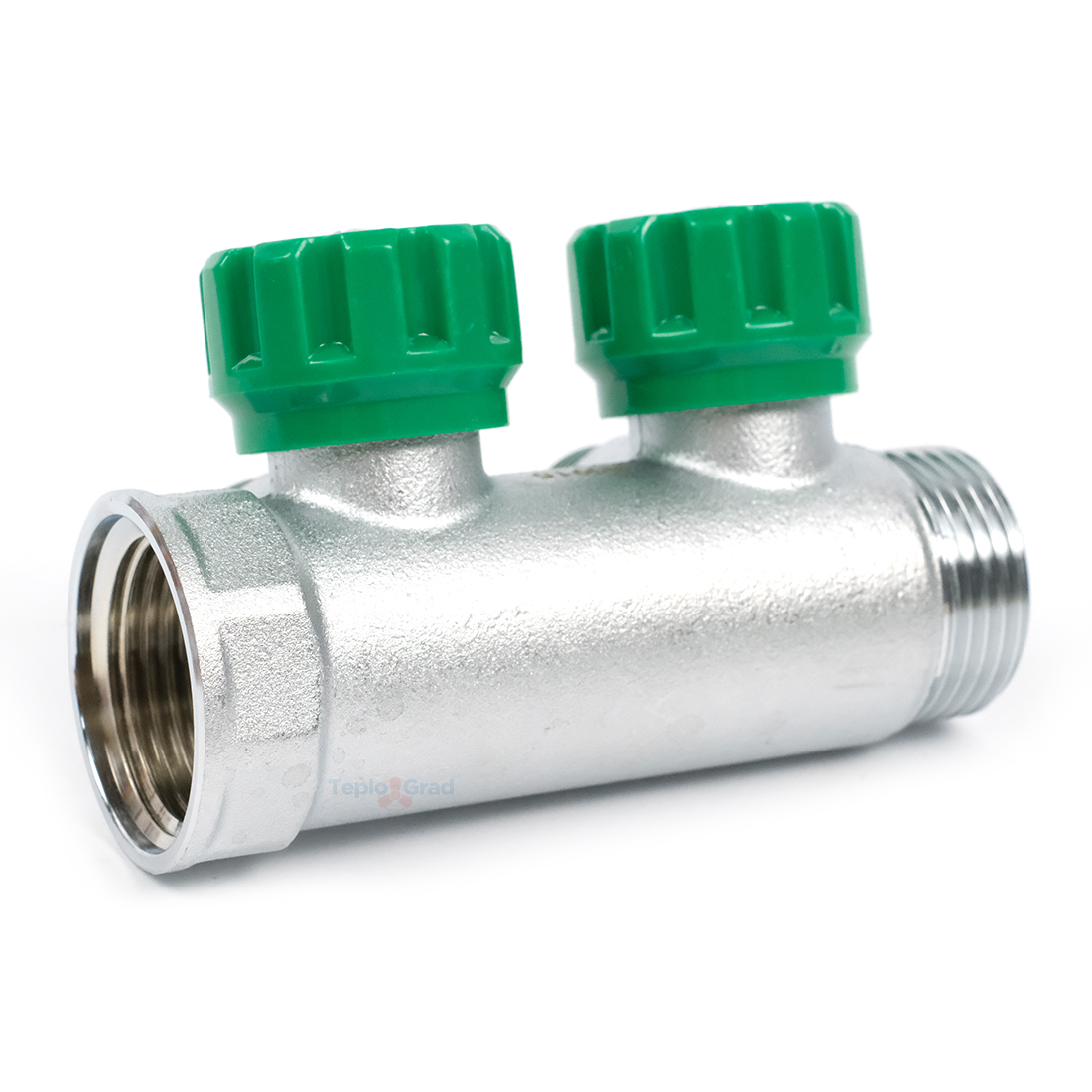 Коллектор TIM регулирующий 1x3/4 на 2 выхода (зеленые ручки)