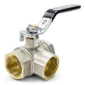 Кран шаровой TIM трехходовой ВВВ 3/4 тип-Т, ручка рычаг