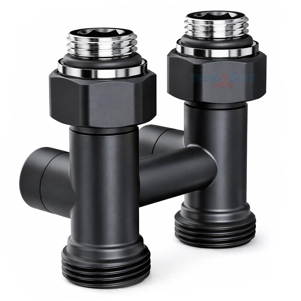 Узел нижнего подключения Royal Thermo Design прямой 1/2x3/4, черный