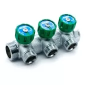 Коллектор TIM регулирующий 1x3/4 на 3 выхода (зеленые ручки)