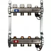 Коллектор Stout на 3 выхода без расходомеров, с клапаном вып. воздуха и сливом - SMS-0932-000003