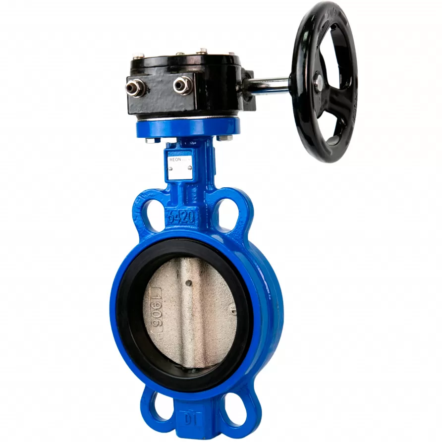Дисковый поворотный затвор REON тип RSV40 Ду 150, с ручным редуктором, чугун