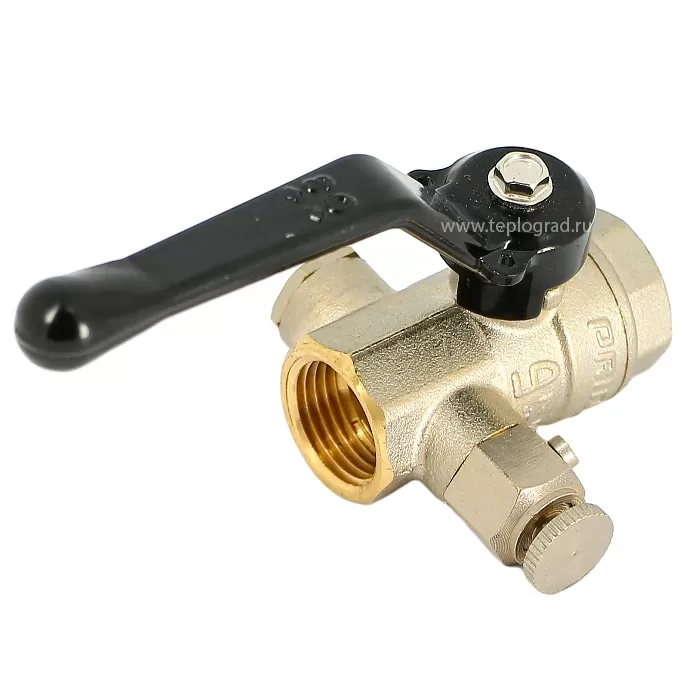 Кран шаровой LD Pride с дренажным вентилем ВВ 1/2 ручка рычаг Кран шаровой LD Pride с дренажным вентилем ВВ 1/2 ручка рычаг