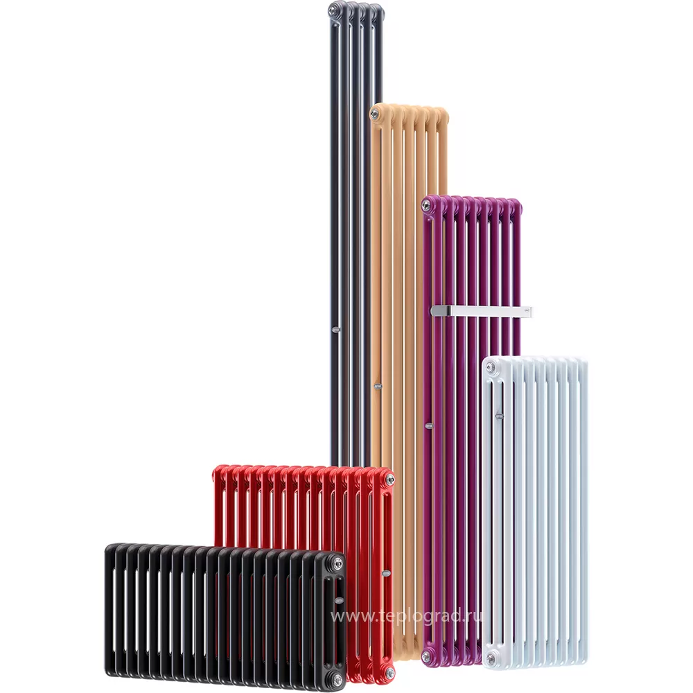 Стальной трубчатый радиатор Rifar Tubog 2057 22 секций, боковое подключение (Антрацит)