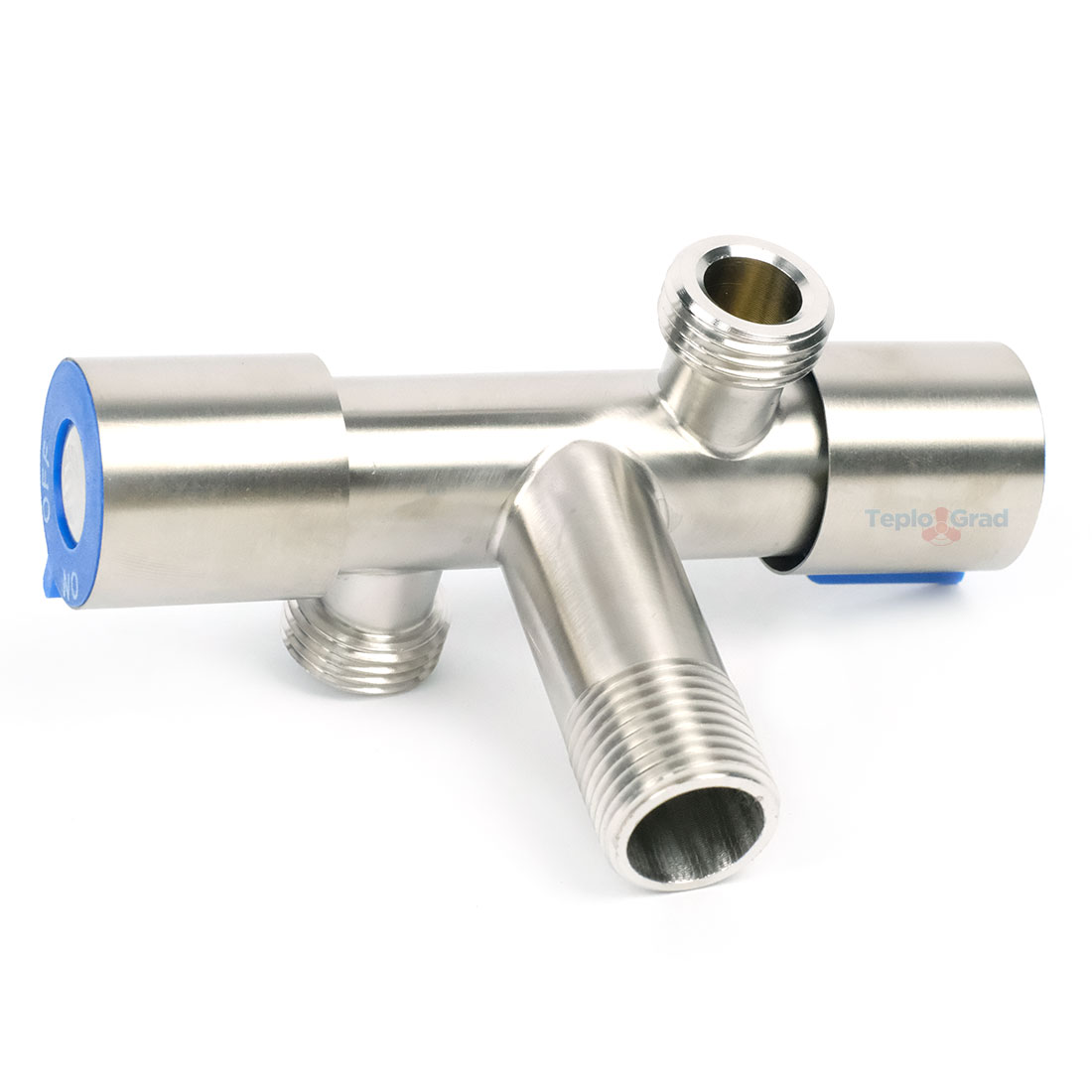 Кран угловой TIM 2 выхода в разные стороны 1/2x1/2" для сантехнический приборов