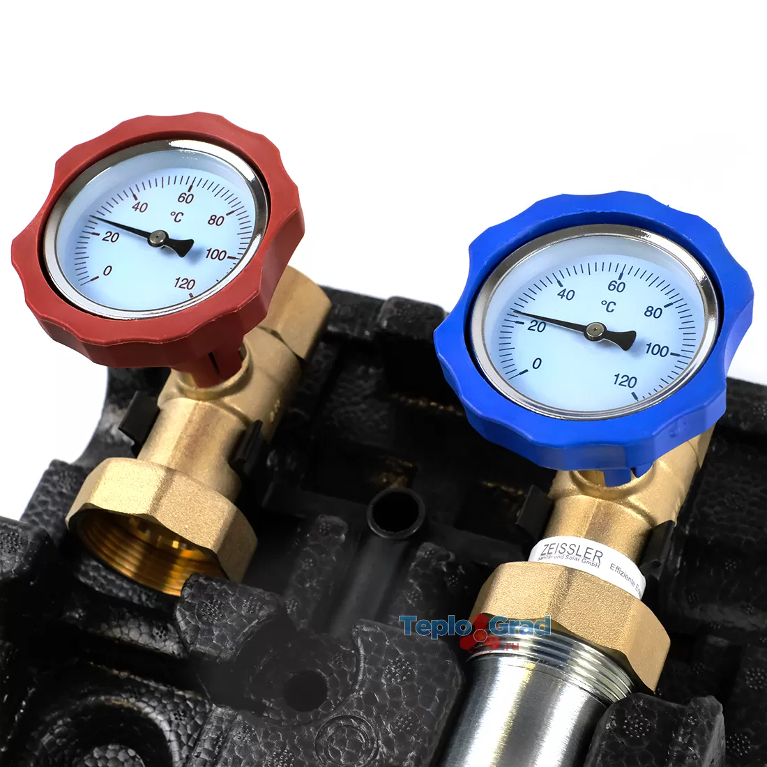 Насосная группа Zeissler с трёхходовым смесительным клапаном (подача слева) без насоса