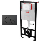 Инсталляция для подвесного унитаза AlcaPlast с черной кнопкой M678 и шумоизоляцией Инсталляция для подвесного унитаза AlcaPlast с черной кнопкой M678 и шумоизоляцией