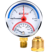 Термоманометр радиальный Valfex 63 мм, 0-4 бар, 1/2