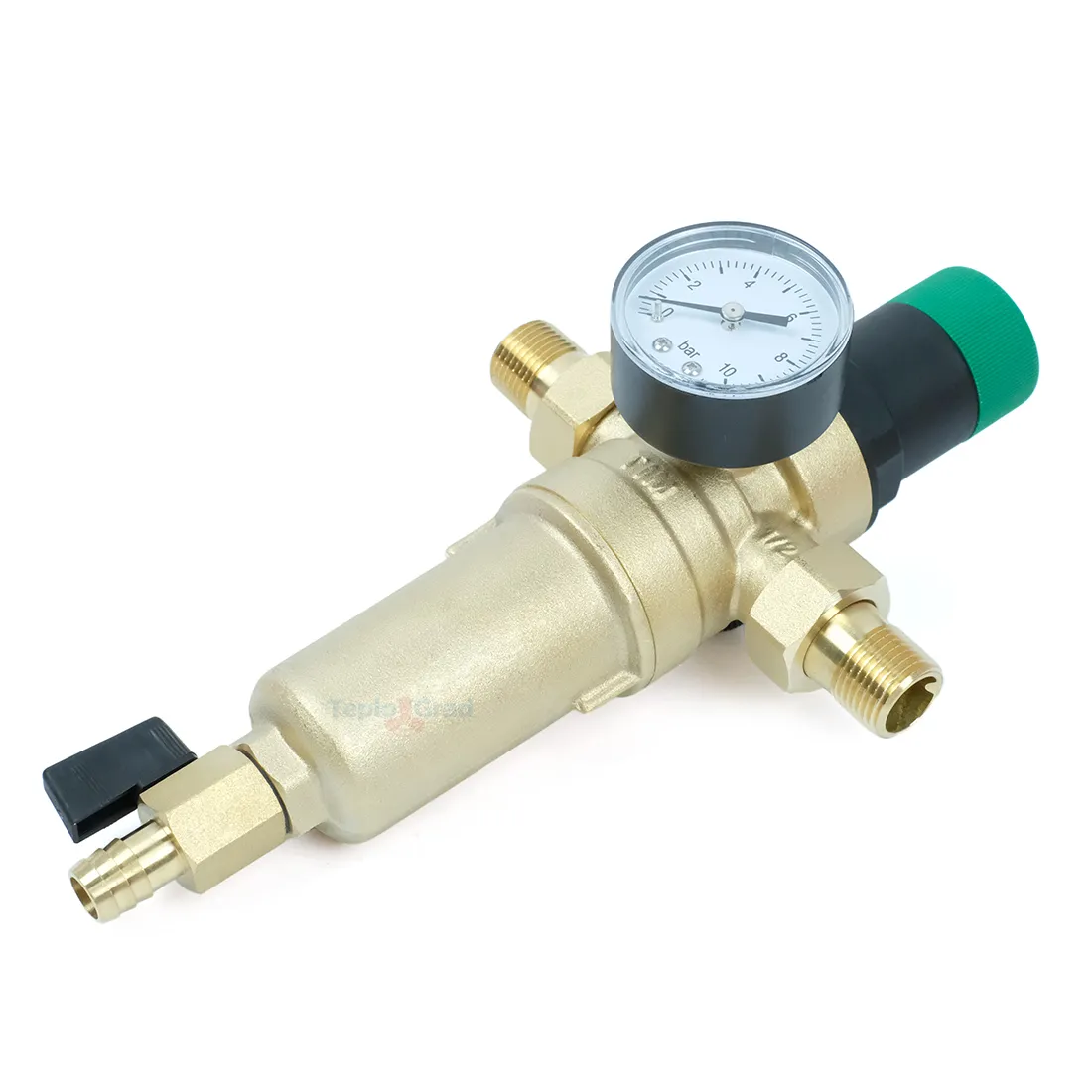 Самопромывной фильтр TIM 1/2 с редуктором, манометром и корпусом из латуни