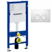 Инсталляция для подвесного унитаза Geberit Duofix с бачком Delta 12 см, клавиша белая