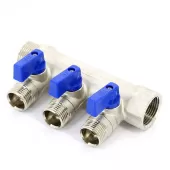 Коллектор Tiemme с шаровыми кранами 3/4, 3 отвода 1/2 1820003 Коллектор Tiemme с шаровыми кранами 3/4, 3 отвода 1/2 1820003