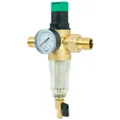 Самопромывной фильтр TIM 3/4 с редуктором, манометром и пластиковой колбой