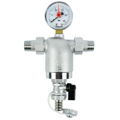 Самопромывной фильтр Zeissler 1/2 с манометром и корпусом из никелированной латуни