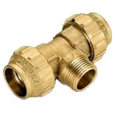 Тройник Tiemme с наружной резьбой 20x1/2x20 ПНД латунь