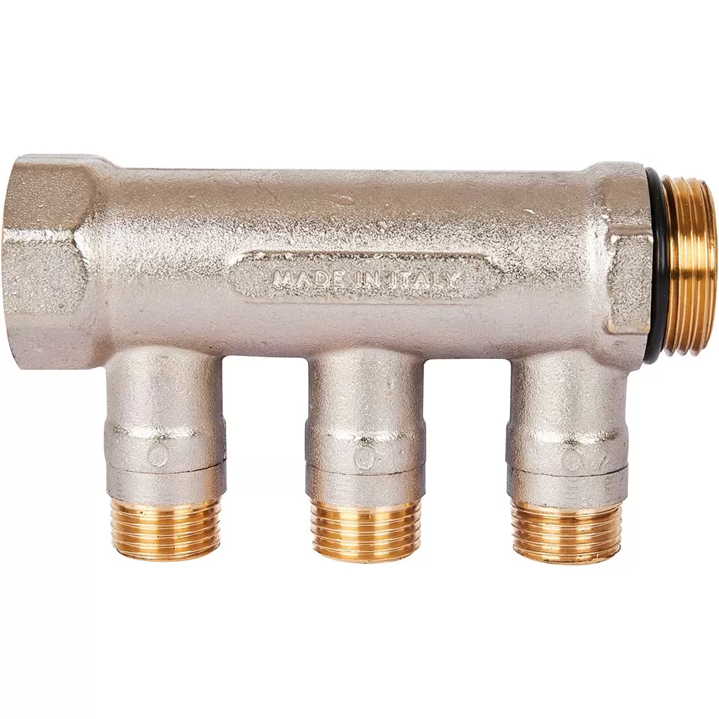 Коллектор Stout с шаровыми кранами 1, 3 отвода 1/2 (синие ручки) Коллектор Stout с шаровыми кранами 1, 3 отвода 1/2 (синие ручки)