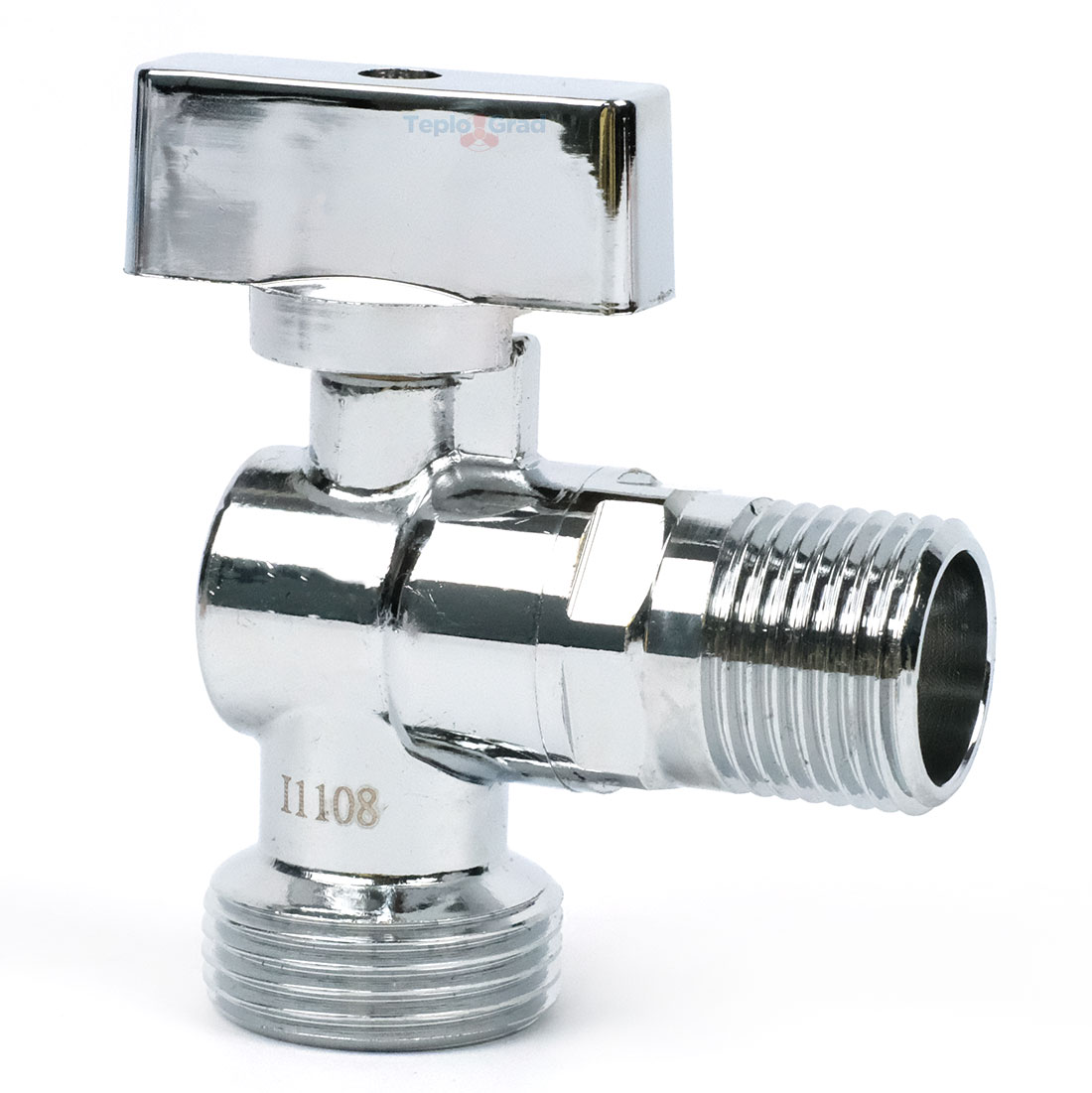 Кран угловой TIM 1/2x3/4 с отражателем, хромированный