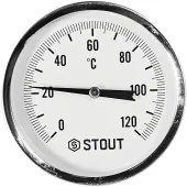 Термометр биметаллический Stout 80 мм, гильза 100 мм, 0-120С Термометр биметаллический Stout 80 мм, гильза 100 мм, 0-120С