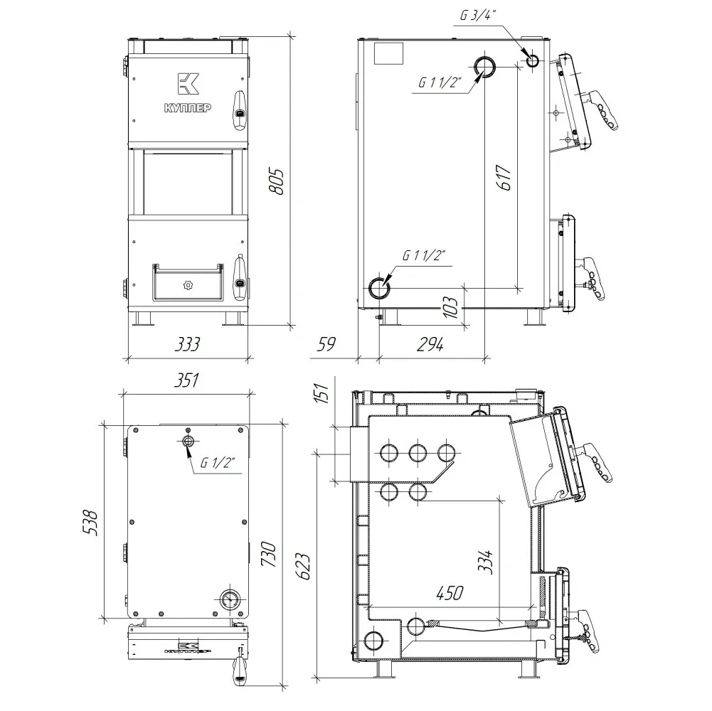 Твердотопливный котел Теплодар Куппер ОК-15 (2.0) Твердотопливный котел Теплодар Куппер ОК-15 (2.0)