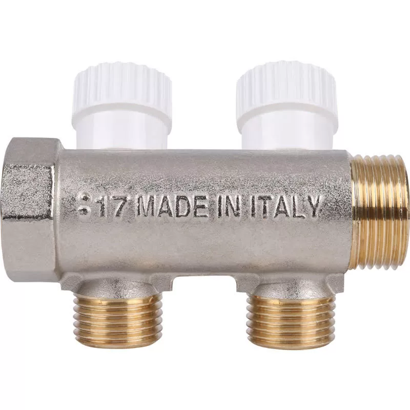 Коллектор Stout с регулировочными клапанами 3/4, 2 отвода 1/2 Коллектор Stout с регулировочными клапанами 3/4, 2 отвода 1/2