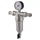 Самопромывной фильтр Tiemme 1/2 с манометром и латунной колбой