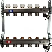 Коллектор Stout на 5 выходов без расходомеров, с клапаном вып. воздуха и сливом - SMS-0932-000005