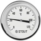 Термометр биметаллический Stout 80 мм, гильза 75 мм, 0-120С Термометр биметаллический Stout 80 мм, гильза 75 мм, 0-120С
