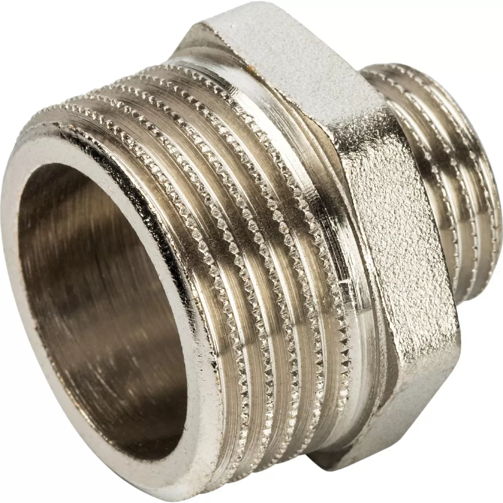 Ниппель переходной 1x1/2 НН никелированный Stout