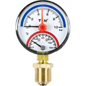 Термоманометр радиальный TIM, корпус 63 мм, диапазон 0-10 бар, подключение 1/2 Y-63-10
