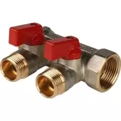 Коллектор Stout с шаровыми кранами 3/4, 2 отвода 1/2 (красные ручки) Коллектор Stout с шаровыми кранами 3/4, 2 отвода 1/2 (красные ручки)