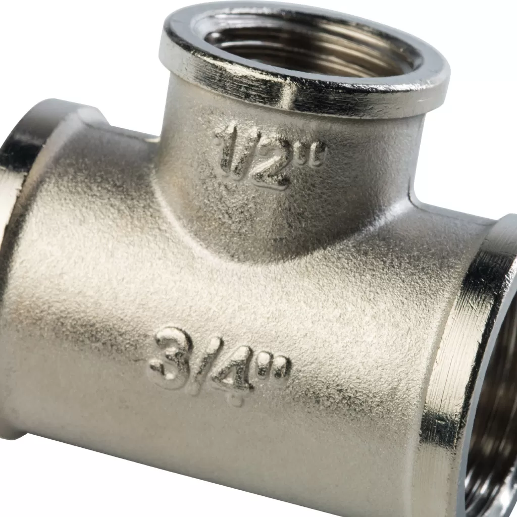 Тройник переходной 3/4x1/2x3/4 ВВ никелированный Stout