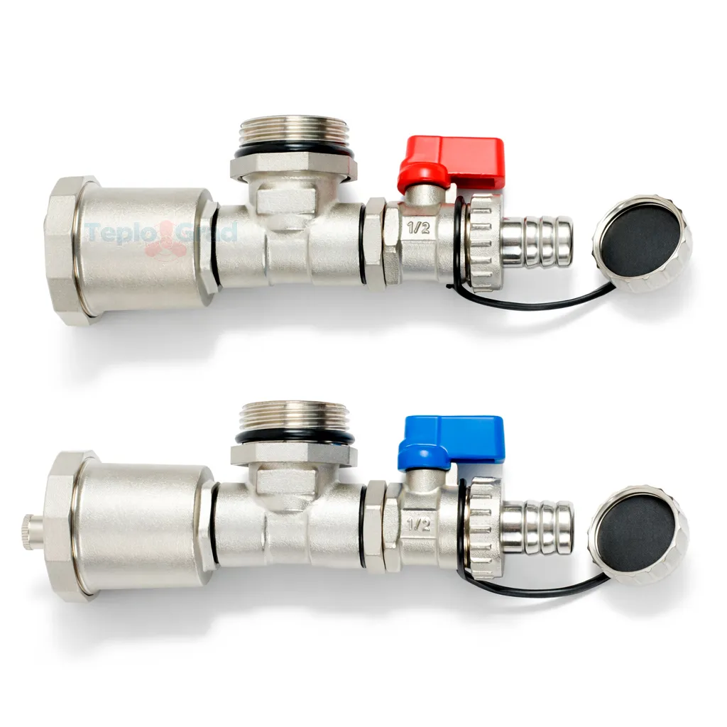 Концевой фитинг TIM 1 (тройник, воздухоотводчик, сливной кран) пара