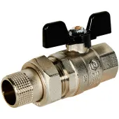 Шаровой кран Stout с американкой НР-ВР 3/4 полнопроходной, ручка бабочка Шаровой кран Stout с американкой НР-ВР 3/4 полнопроходной, ручка бабочка