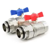 Кран шаровой TIM с полусгоном 1 (красный+синий), пара