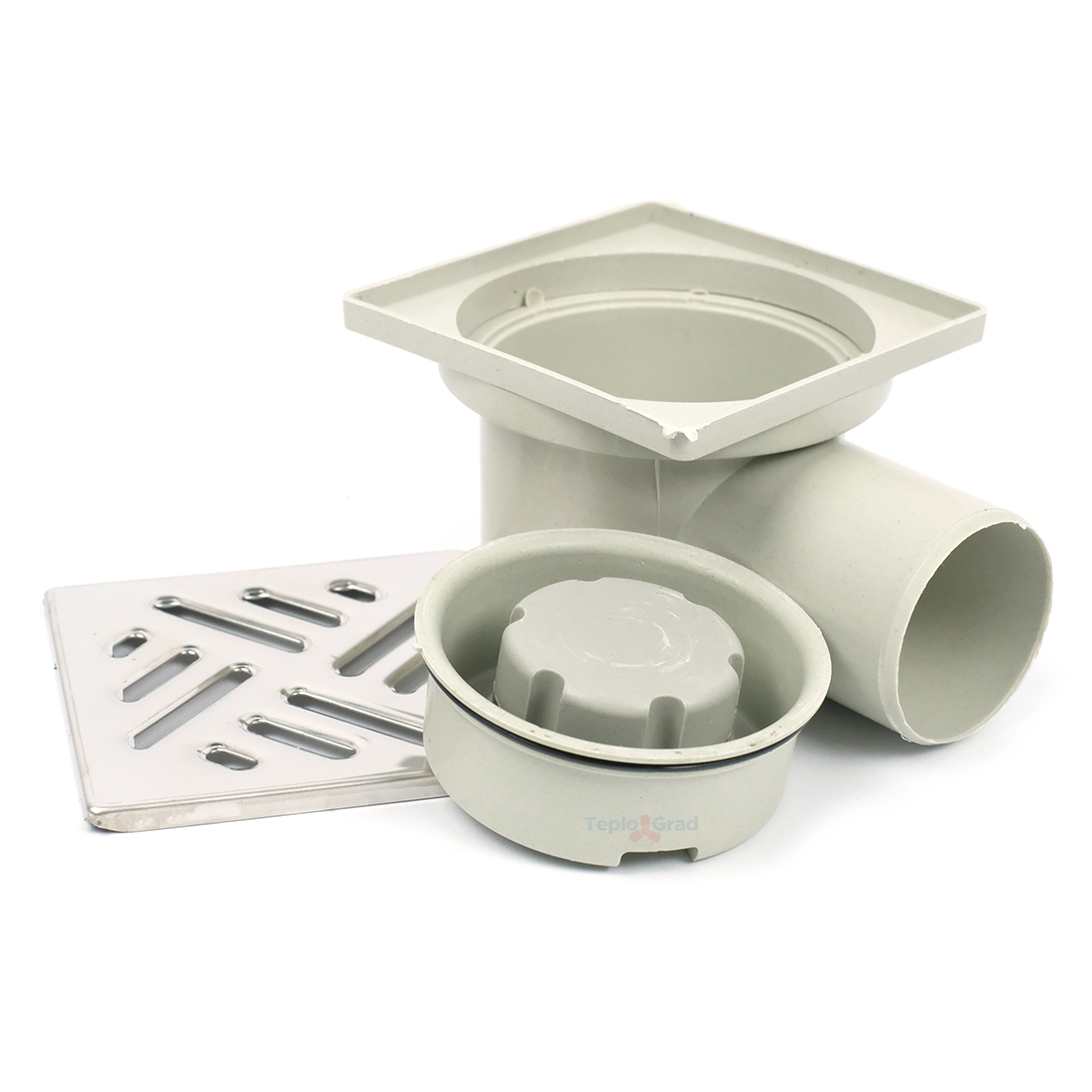 Трап горизонтальный Valfex 100x100 с решеткой из нерж. стали