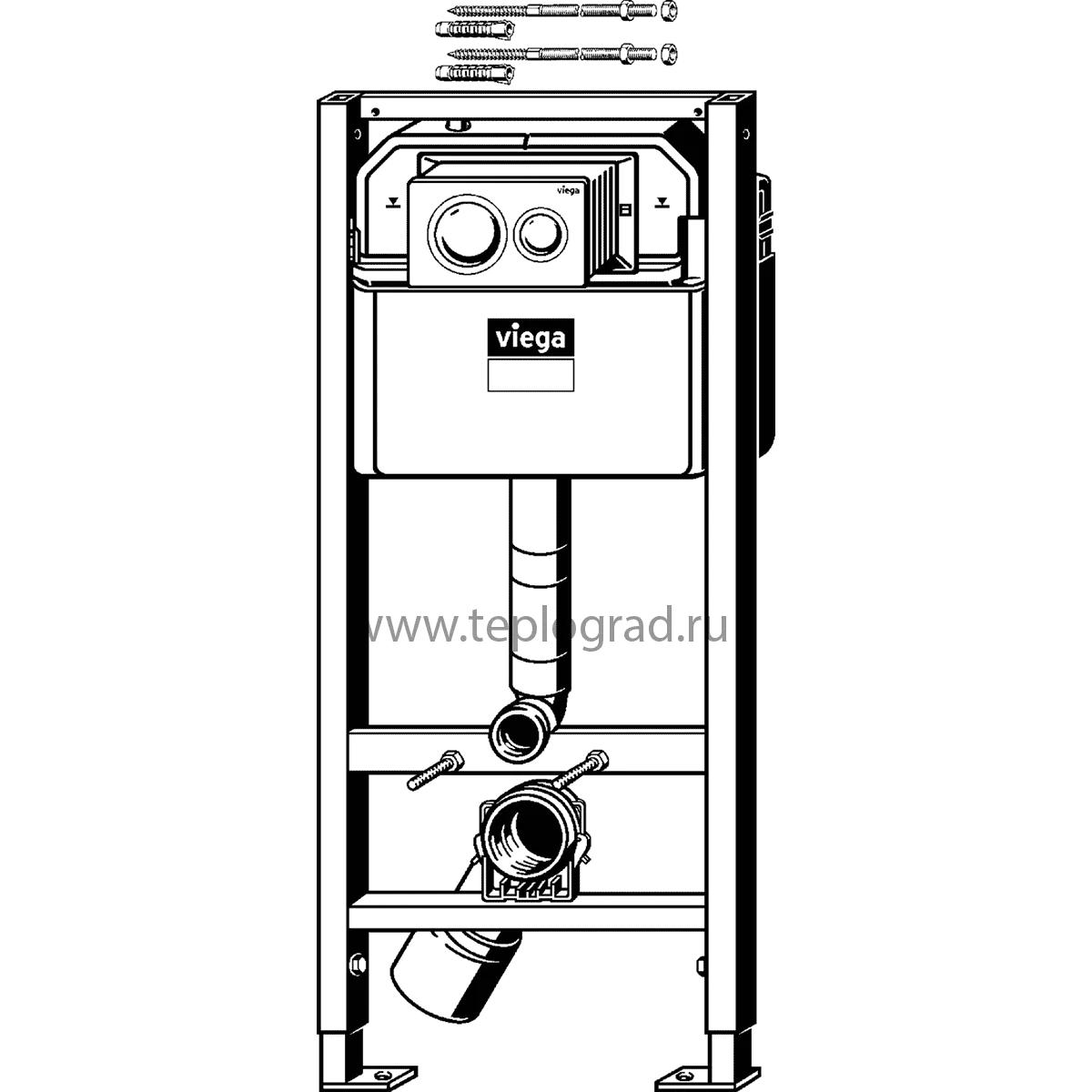 Инсталляция для подвесного унитаза Viega Prevista Dry Visign for Style 20 8524.13 с клавишей и крепежом