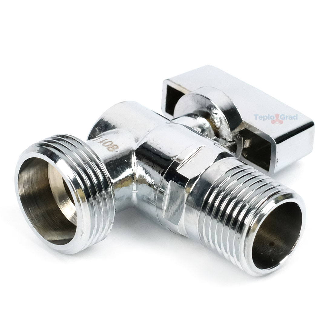 Кран угловой TIM 1/2x3/4 с отражателем, хромированный