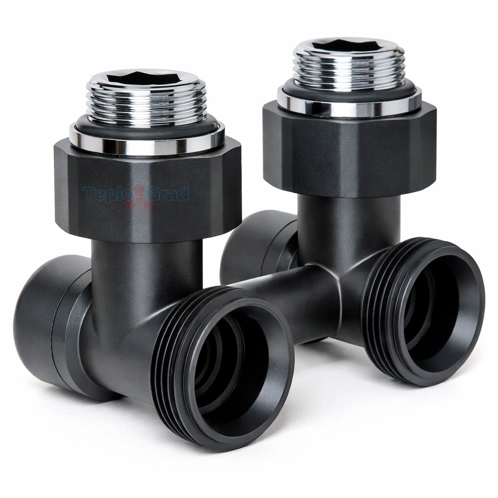 Узел нижнего подключения Royal Thermo Design угловой 1/2x3/4, черный