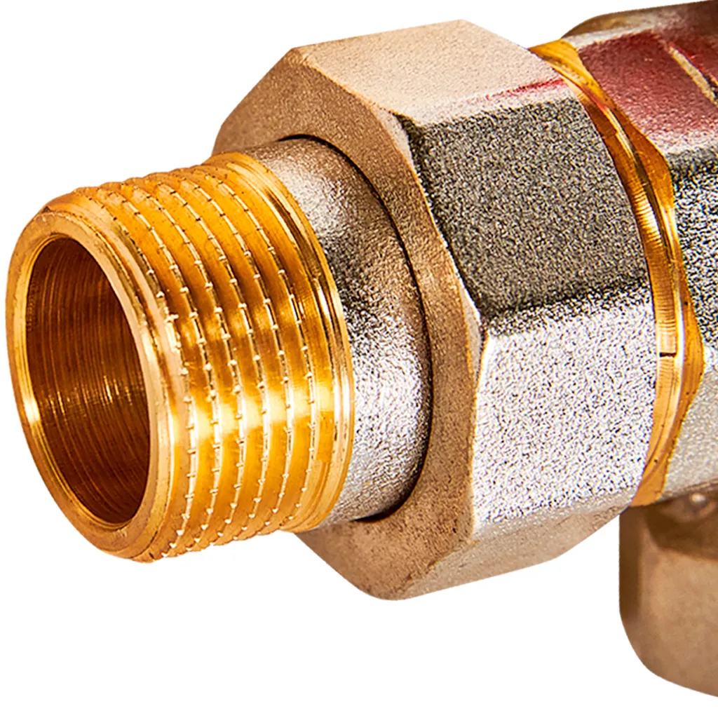 Кран шаровой Rommer угловой с американкой НВ 3/4, ручка бабочка