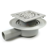 Трап для душевой с сухим затвором TIM 15x15см. горизонтальный выпуск Трап для душевой с сухим затвором TIM 15x15см. горизонтальный выпуск