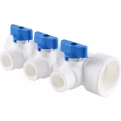 Коллектор Kalde на 3 выхода, ручки синие