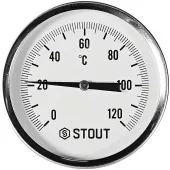 Термометр биметаллический Stout 80 мм, гильза 50 мм, 0-120С Термометр биметаллический Stout 80 мм, гильза 50 мм, 0-120С