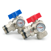 Комплект шаровых угловых кранов TIM с полусгоном 1