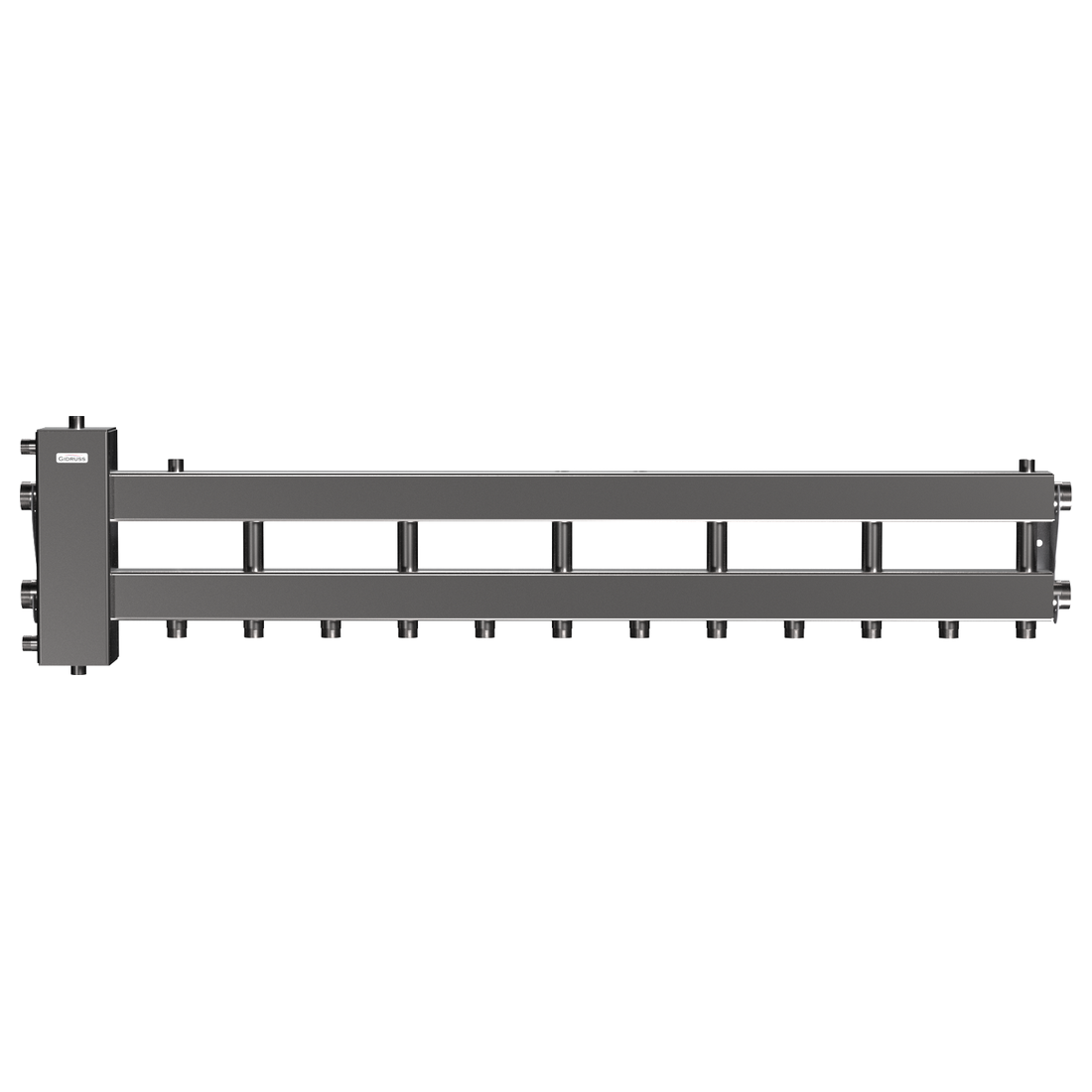 Балансировочный коллектор Gidruss BMSS-150-7D (до 150 кВт, подкл. котла G 1 1/2, 6 контуров G 1, нерж. сталь)